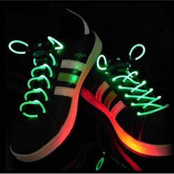 1 Pair LED Flashing Shoe Platube Laces (Green)