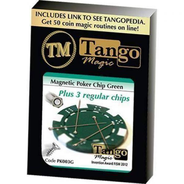 Magnetic Poker Chip Green plus 3 regular chips (PK003G) by Tango Magic