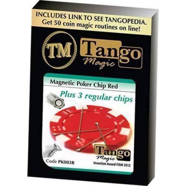Magnetic Poker Chip Red plus 3 regular chips (PK003G) by Tango Magic