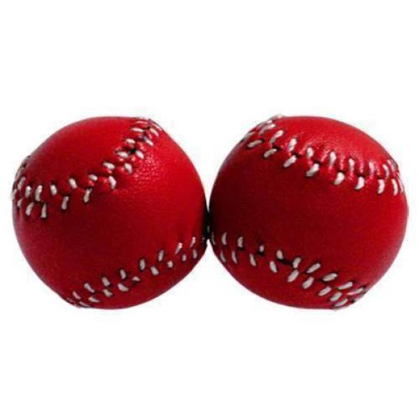 Chop Cup Balls Red Leather  - 1 Inch - 2.5 cm (Set of 2) by Leo Smetsers