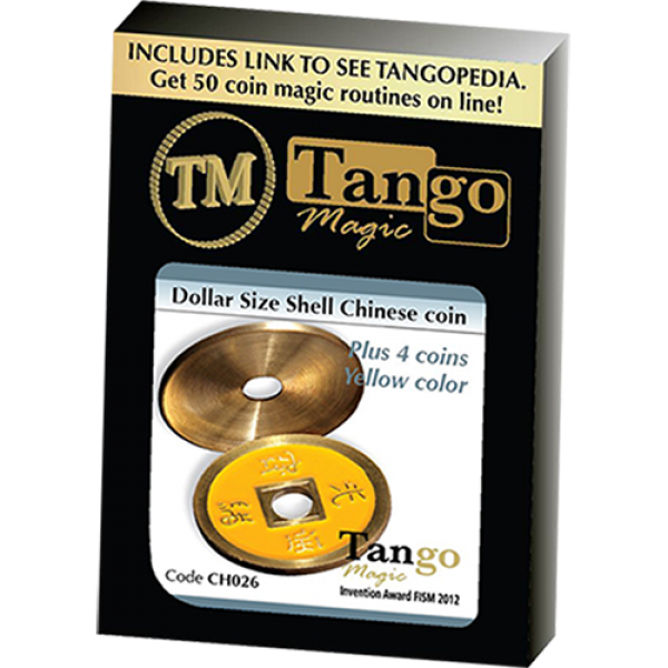 Dollar Size Shell Chinese Coin (Yellow) by Tango Magic 