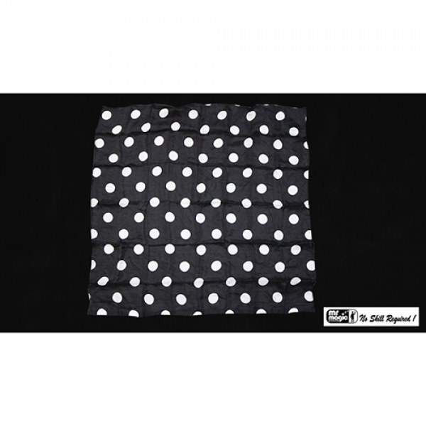 Polka Dot Hanky, White on Black (21 inches x 21 inches) by Mr. Magic