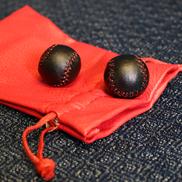 Chop Cup Balls Black Leather (Set of 2) by Leo Sme...