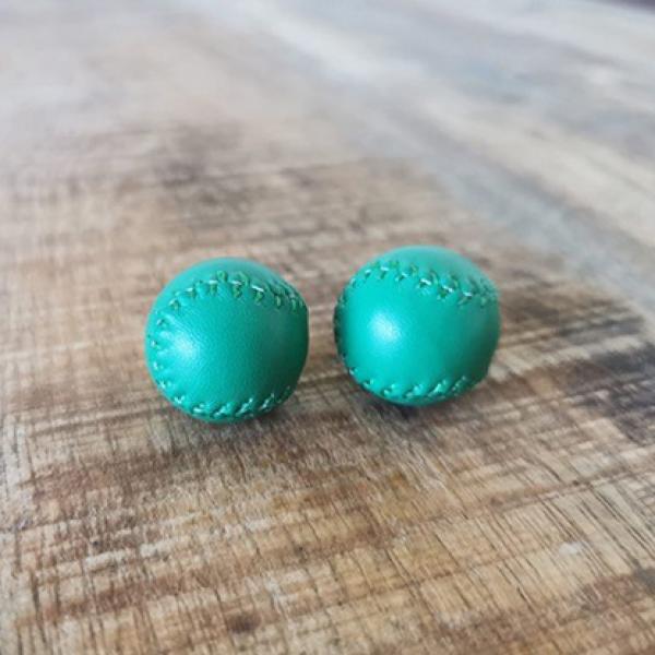 Chop Cup Balls Green Leather (Set of 2) by Leo Sme...