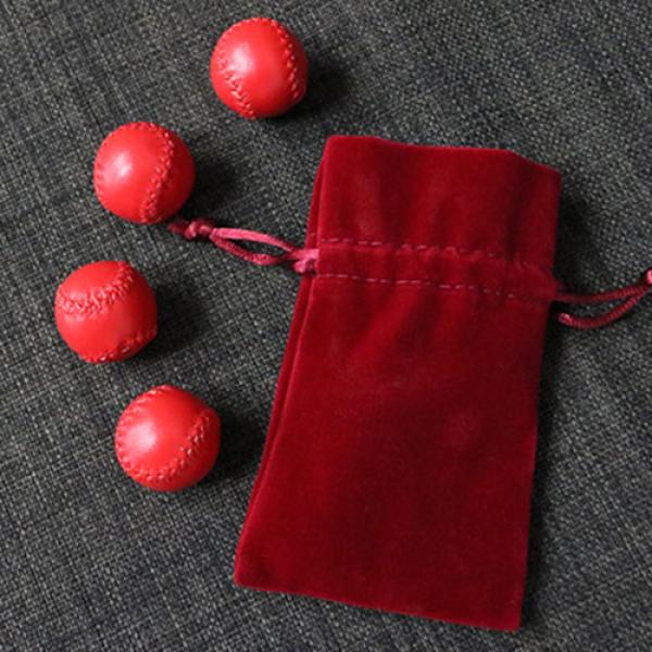 Set of 4 Leather Balls for Cups and Balls (Red and Red) by Leo Smetsers