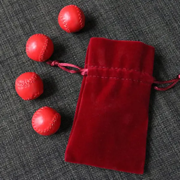 Set of 4 Leather Balls for Cups and Balls (Red and...