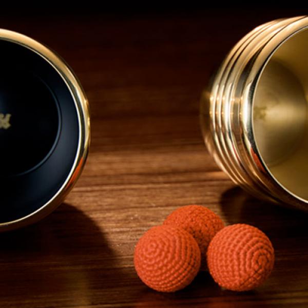 Cups and Balls Set (Brass With Black Matt Inner) by Bluether Magic and Raphael